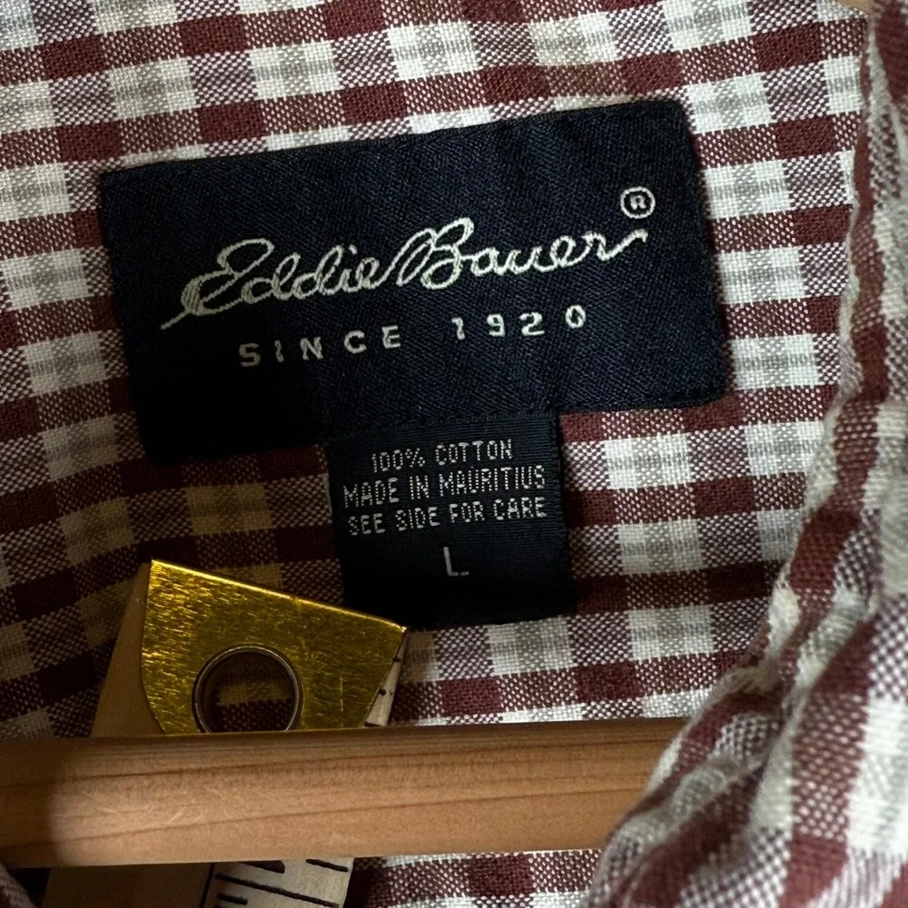 Eddie Bauer Mens‎ Plaid Button Down Shirt Long Sleeve Cotton Size L